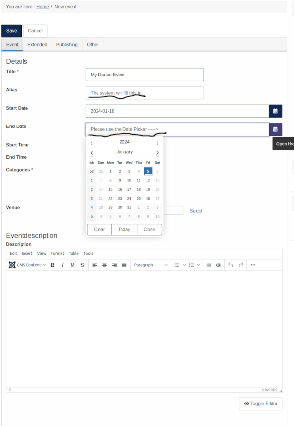End Date DatePicker
